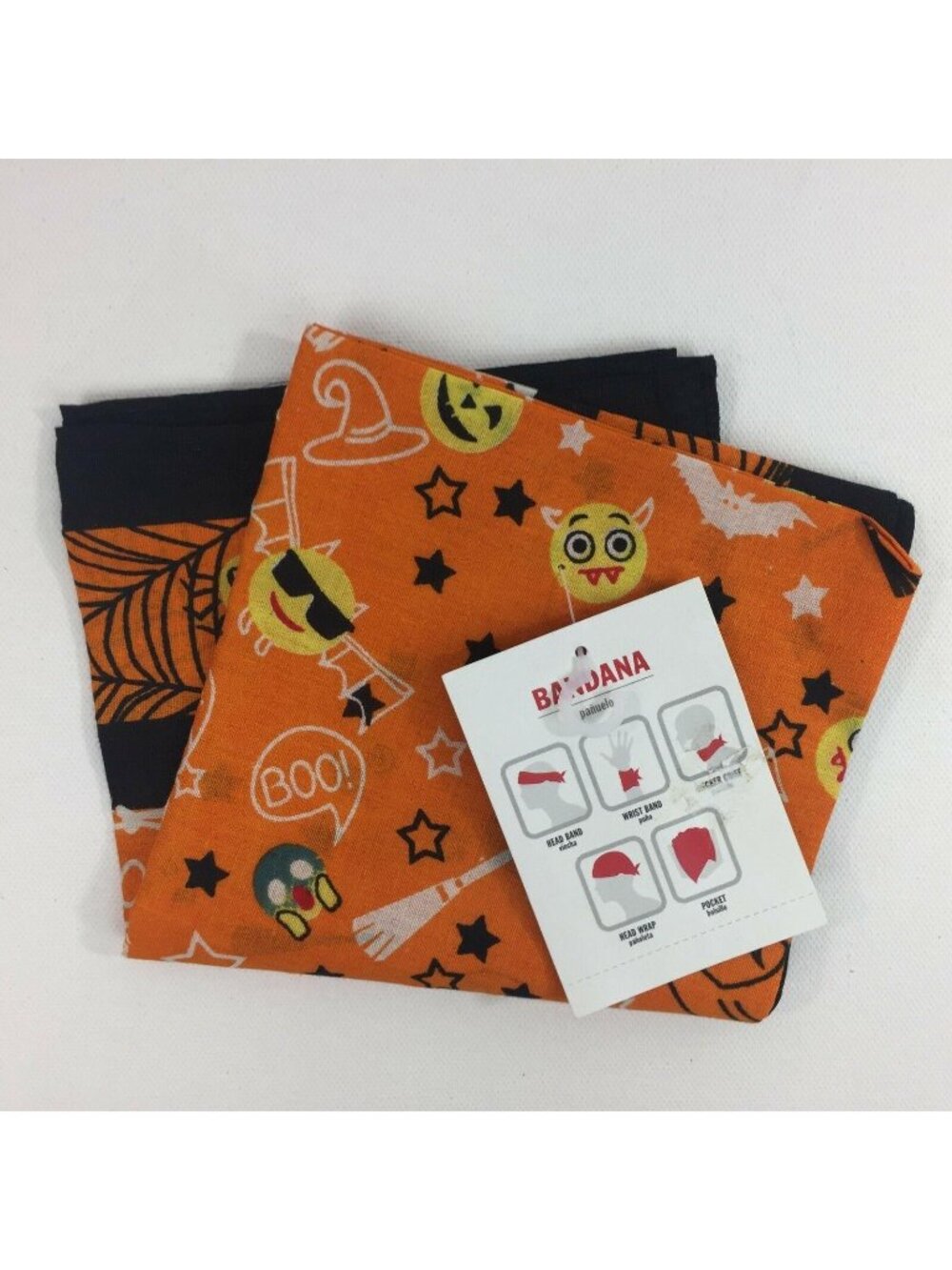 Halloween Costume Adult Orange Black Bandana Head Band Wrap Wrist Pet Scarf 